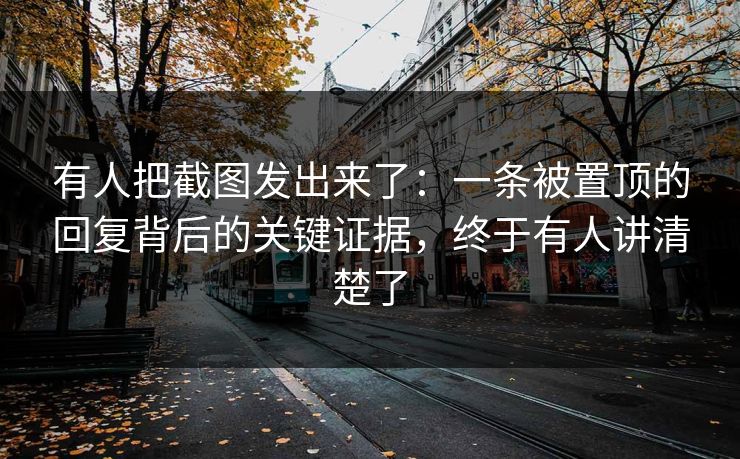 有人把截图发出来了：一条被置顶的回复背后的关键证据，终于有人讲清楚了