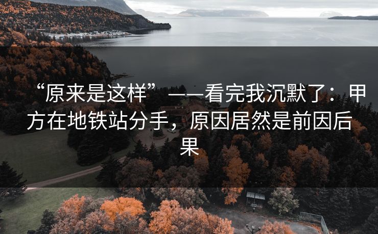 “原来是这样”——看完我沉默了：甲方在地铁站分手，原因居然是前因后果