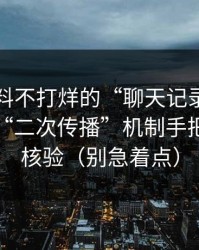 关于黑料不打烊的“聊天记录”是真是假？“二次传播”机制手把手教你核验（别急着点）