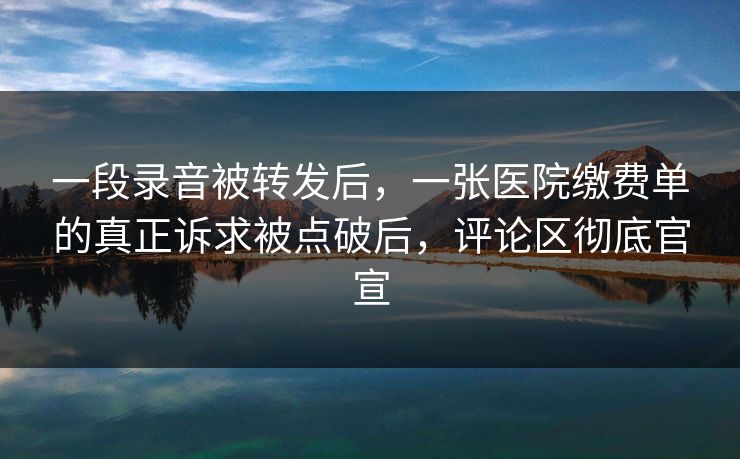 一段录音被转发后，一张医院缴费单的真正诉求被点破后，评论区彻底官宣