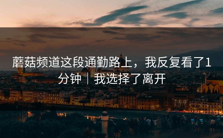 蘑菇频道这段通勤路上,我反复看了1分钟|我选择了离开 蘑菇频道这段通勤路上,我反复看了1分钟|我选择了离开